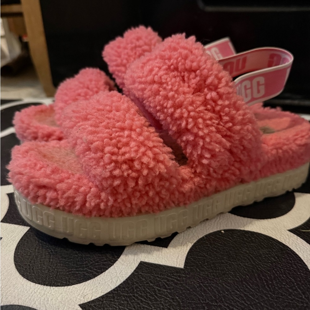 UGG Kids Fuzzy Coral Slippers